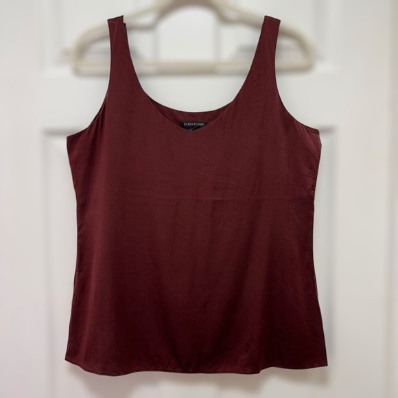 Eileen Fisher Stretch Silk Tank Burgundy Size S - Picture 1 of 8